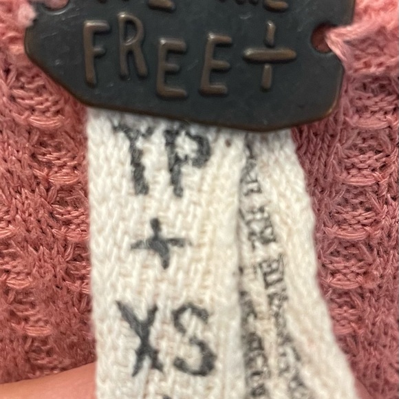 Free People We the Free Waffle Knit Thermal Top Women's XS Oversized Stretch - Picture 5 of 5